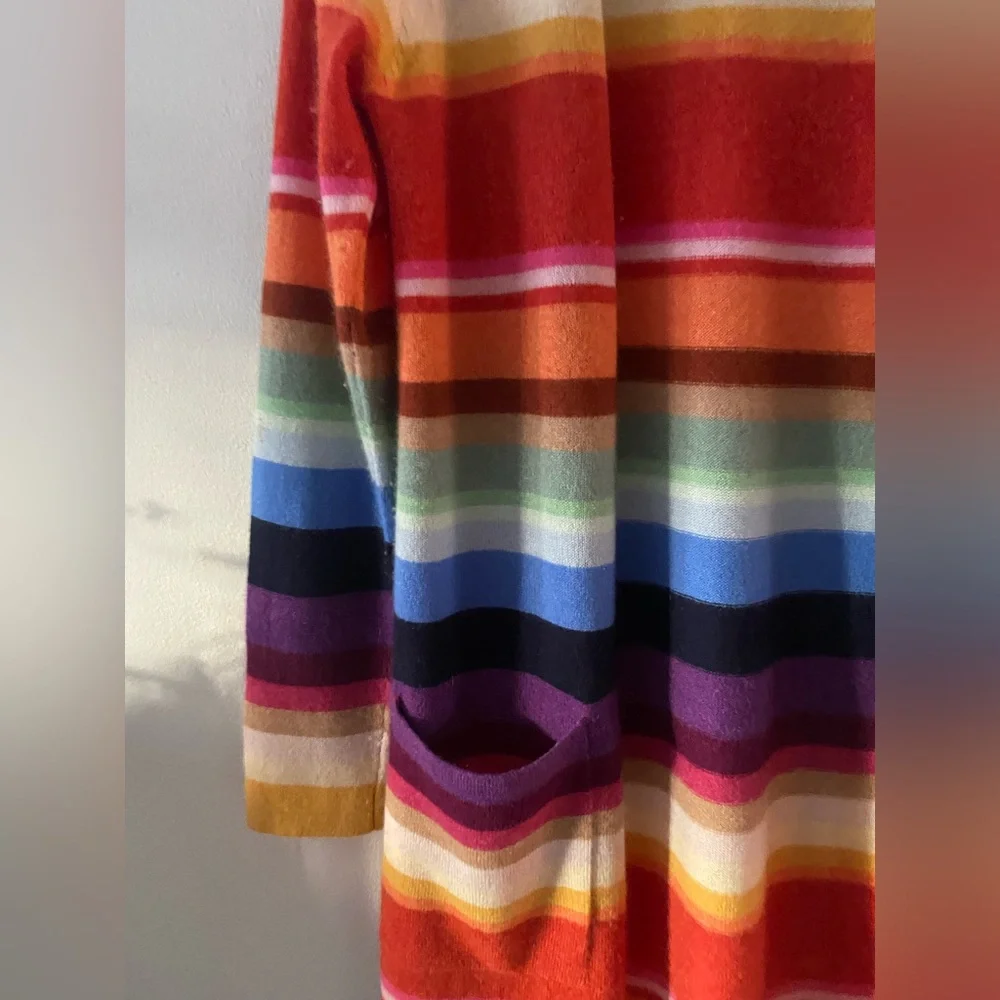 MINNIE ROSE Cashmere Multi Stripe Cardigan size XS pristine condition like new - Picture 7 of 11